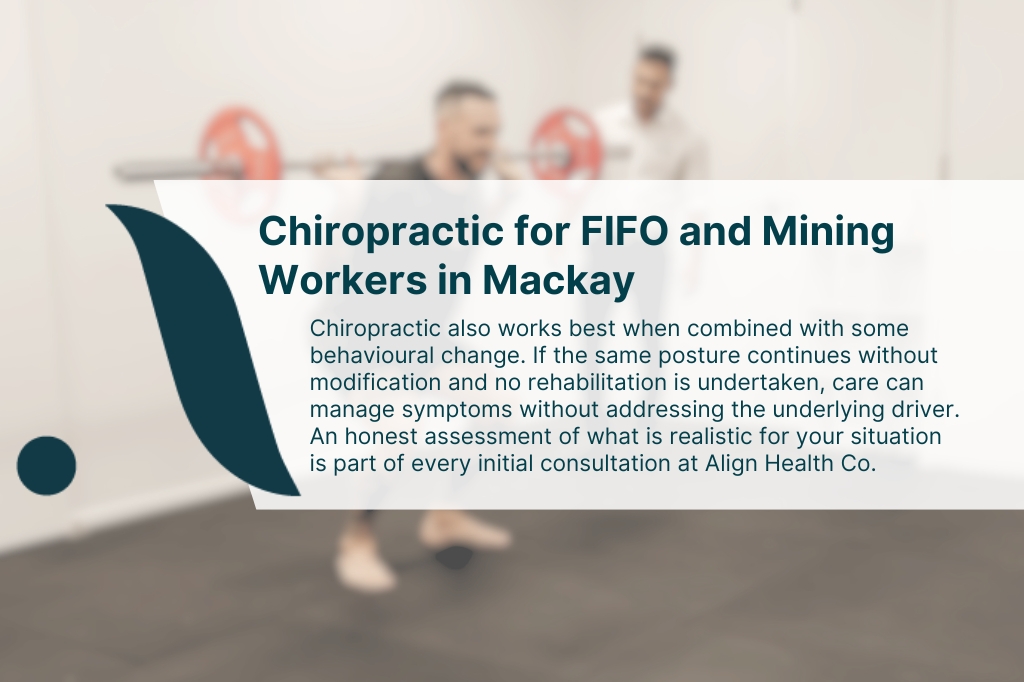 Chiropractor discussing a treatment plan with a FIFO mining worker at Align Health Co Mackay