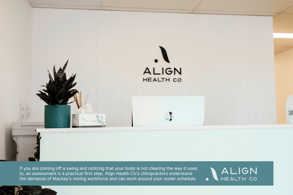 Align Health Co reception in Mackay for FIFO and mining worker chiropractic appointments